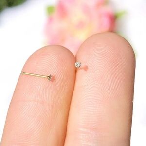 1mm Nose Stud 24k Gold Diamond Nose Ring Jewelry